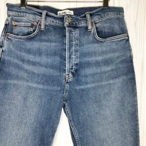 RE/DONE ORIGINALS Raw Hem High Waist Ankle Jeans  - Picture 3 of 8